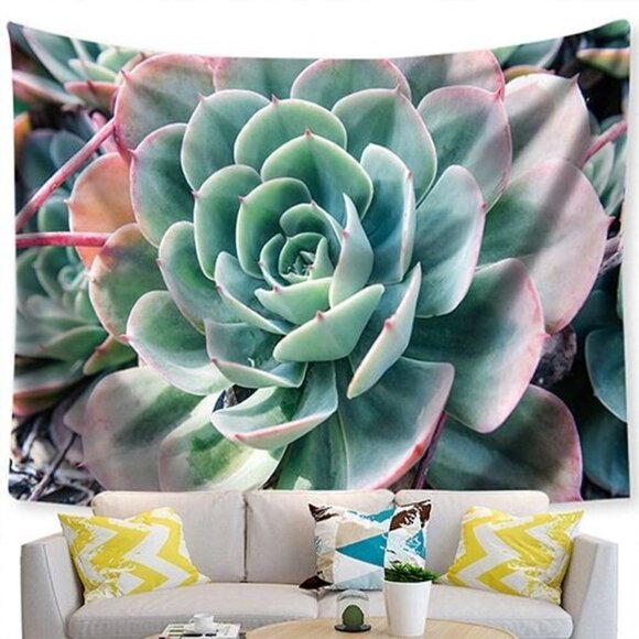 Cactus Wall Hanging Boho Decor 51x59" Fabric Mural Tapestry - Picture 1 of 3